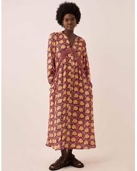 Monsoon - East Zinnia Floral Print Lightweight Dress Red - Lyst