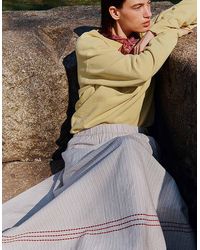 Monsoon - East Zoe Yarn-dyed Textured Cotton Pinstripe Skirt Ivory - Lyst