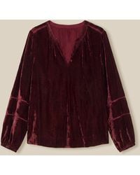 Monsoon - East Karin Velvet Top Red - Lyst