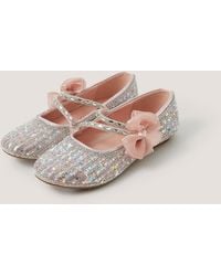 Monsoon - Embellished Bow Strap Ballet Flats Pink - Lyst