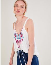 Monsoon - Embroidered Cami Top In Lenzingtm Ecoverotm White - Lyst