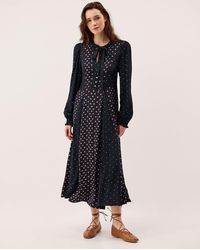 Monsoon - Reese Polka Dot Print Midi Dress Blue - Lyst