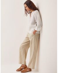 Monsoon - Jolie Short Linen Wide Leg Trousers Natural - Lyst