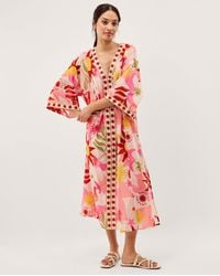 Monsoon - Anissa Sun Print Midi Kaftan Ivory - Lyst