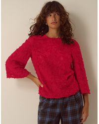 Monsoon - Chrissy Bell Sleeve Textured Fringe Top Red - Lyst