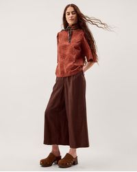 Monsoon - Harika Floral Embroidered Top Brown - Lyst