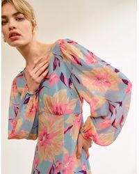 Monsoon - Lilith Floral Print Dress Blue - Lyst