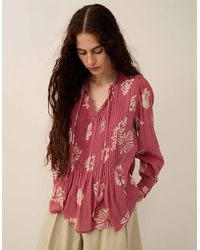 Monsoon - East Krista Hand-batik Floral Top Pink - Lyst