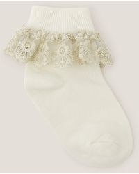Monsoon - Sparkle Lace Socks Ivory - Lyst