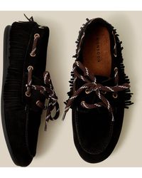 Monsoon - Alba Fringe Suede Moccasin Loafers Black - Lyst