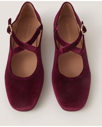 Monsoon - Dana Velvet Mary Jane Ballet Flats Red - Lyst
