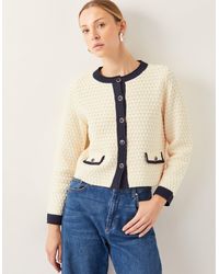 Monsoon - Nancy Smart Waffle Knit Cardigan Ivory - Lyst