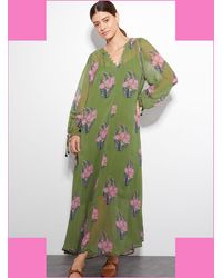 Monsoon - East Floral Print Maxi Dress Green - Lyst