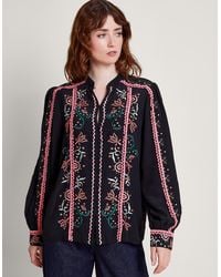 Monsoon - Fifi Embroidered Blouse Black - Lyst