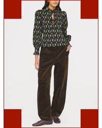 Monsoon - Antik Batik Chino Floral Jacquard Smocked Blouse Black - Lyst