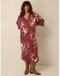 Monsoon - Clemence Seraphine Floral Print Satin Midi Tunic Dress Red - Lyst