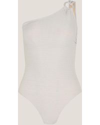 Monsoon - Kimi Glitter One-shoulder Swimsuit Silver - Lyst