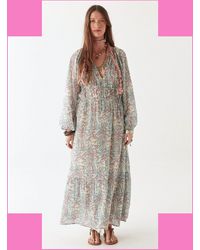 Monsoon - Maison Hotel Flora Long Sleeve Maxi Dress Blue - Lyst