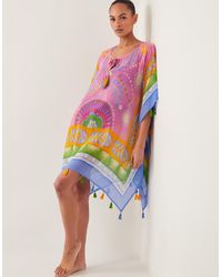 Monsoon - Monika Floral Print Mini Kaftan - Lyst