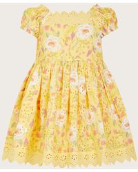 Monsoon - Baby Broderie Dress Yellow - Lyst