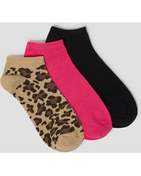 Monsoon - 3-pack Plain And Leopard Print Trainer Socks - Lyst