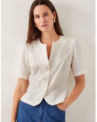 Monsoon - Eliza Short Sleeve Jacquard Top Ivory - Lyst