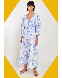 Monsoon - East Floral Print Dress Blue - Lyst