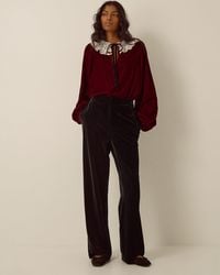 Monsoon - Verna Velvet Wide Leg Trousers Black - Lyst