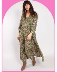 Monsoon - East Floral Print Maxi Dress Green - Lyst