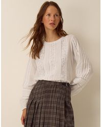 Monsoon - Vita Floral Embroidered Pintuck Top White - Lyst