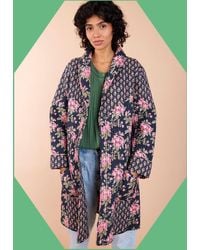 Monsoon - East Charlotte Quilted Floral Print Jacket Blue - Lyst