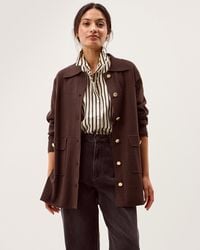 Monsoon - Nina Button Knit Jacket Brown - Lyst