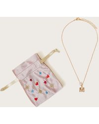 Monsoon - Initial Heart Pendant Necklace With Pouch Multi - Lyst