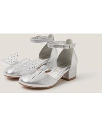 Monsoon - Diamanté Bow Metallic Two-part Heels Silver - Lyst