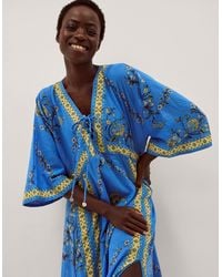 Monsoon - Amiee Floral Midi Kaftan Dress Blue - Lyst