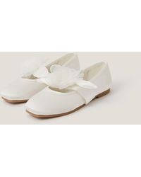Monsoon - Flower Strap Satin Ballet Flats Ivory - Lyst