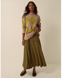 Monsoon - Macy Tie Side Faux Suede Midi Skirt Green - Lyst