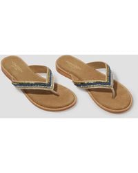 Monsoon - Sia Beaded Leather Flip Flop Sandals Blue - Lyst