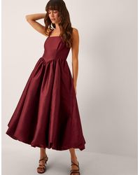 Monsoon - Women's Dark Red Mya Fit And Flare Midi Dress, Size: 14 - Lyst