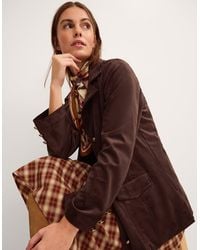 Monsoon - Eva Faux Suede Longline Jacket Brown - Lyst