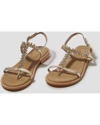 Monsoon - Dee Diamante Metallic Leather Sandals Gold - Lyst