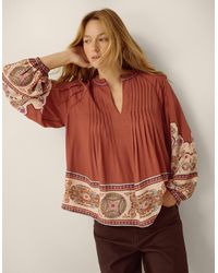 Monsoon - Alexandra Floral Pintuck Blouse Brown - Lyst