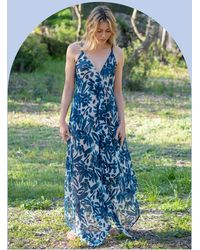 Monsoon - Lyrical Sisters Floral Print Handkerchief Slip Dress Blue - Lyst