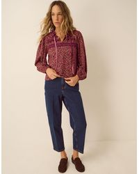 Monsoon - Sophie Floral Print Jersey Top Red - Lyst