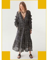 Monsoon - Maison Hotel Carmencita Ruffle Midi Dress Black - Lyst