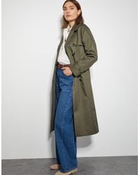 Monsoon - Matilda Midi Trench Coat Green - Lyst