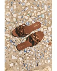 Monsoon - Safi Woven Leather Slide Sandals Tan - Lyst