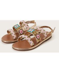 Monsoon - Embellished Strappy Metallic Sandals Pink - Lyst