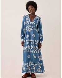 Monsoon - East Kris Hand-batik Floral Maxi Dress Blue - Lyst
