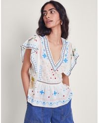 Monsoon - Prue Pineapple Embroidered Top White - Lyst